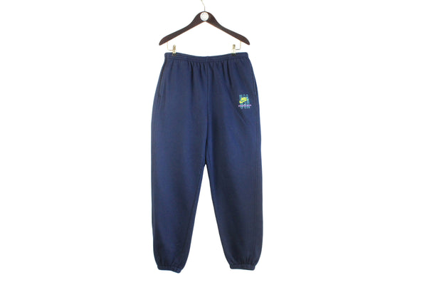 Vintage Nike Sweatpants XLarge navy blue track pants cotton sport style 80s 90s Oregon classic pants