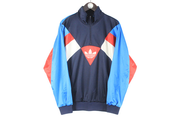 Vintage Adidas Sweatshirt 1/4 Zip Large made in Austria 80s retro polyester classic track style jacket 