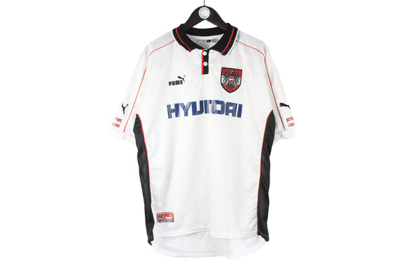 Vintage Austria National Team Puma Jersey T-Shirt XLarge white 90s big logo retro 1998 white football shirt