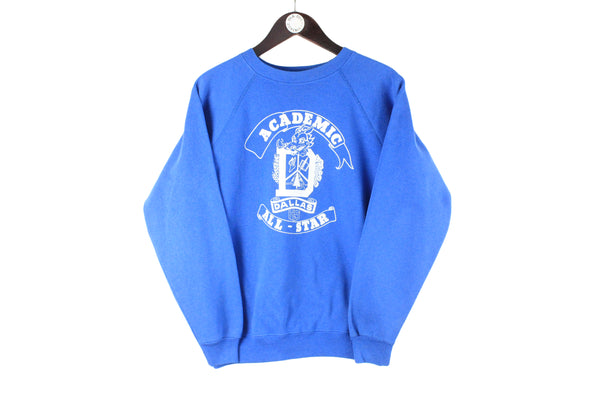 Vintage Dallas Academic All Star Sweatshirt Women’s Medium blue big logo 90s crewneck made in USA jumper sport style 