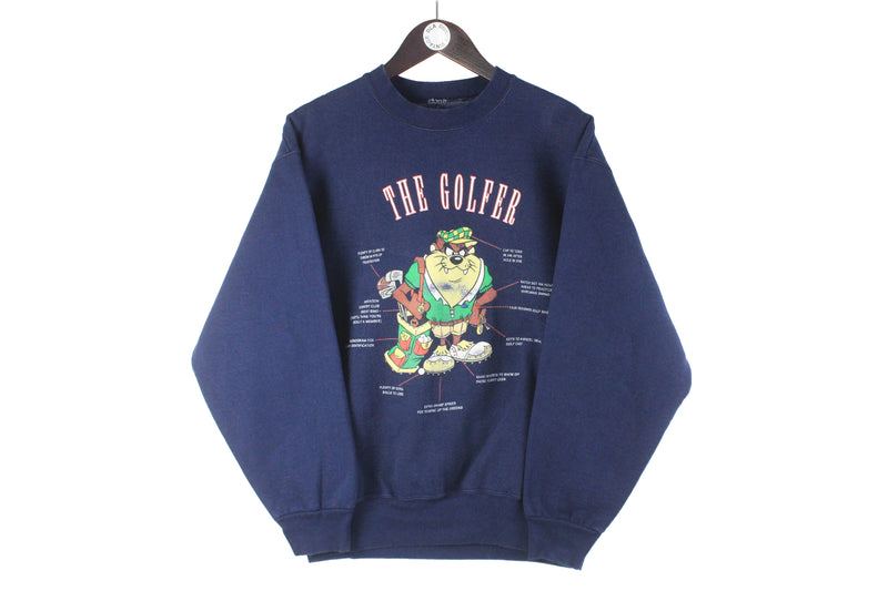 Vintage Looney Tunes Sweatshirt Small / Medium cartoon Taz The Golfer crewneck 90s jumper Warner Bros 