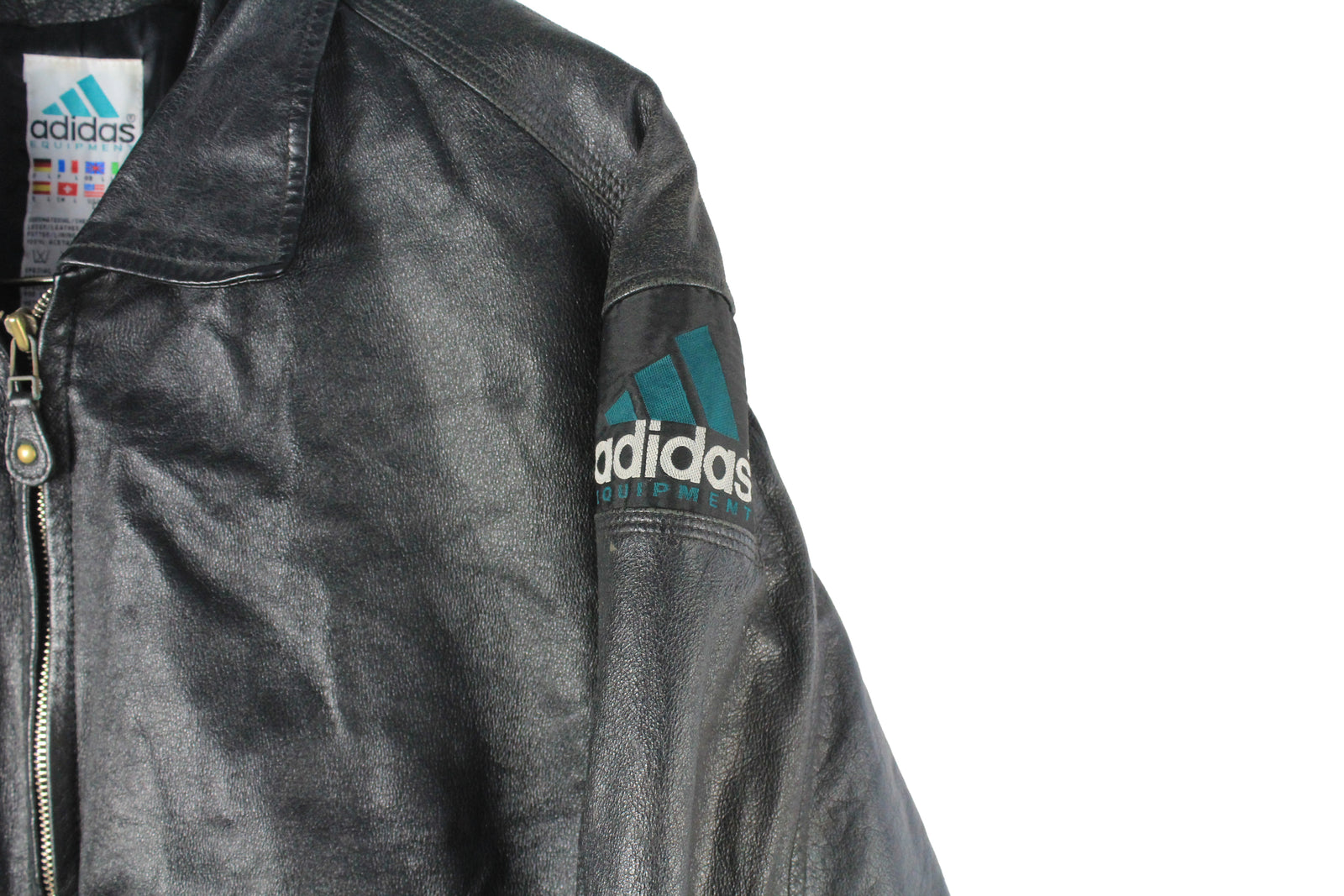 Vintage Adidas Equipment Leather Jacket Large – dla dushy
