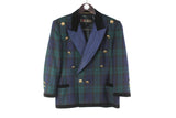 Vintage Escada by Margaretha Ley Blazer Women's 40 plaid pattern green blue 80s 90s made in West Germany luxury classic jacket