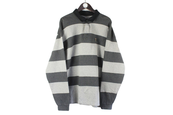 Vintage Guinness Sweatshirt XXLarge collared gray striped pattern 00s authentic Irish Stout Beer UK jumper