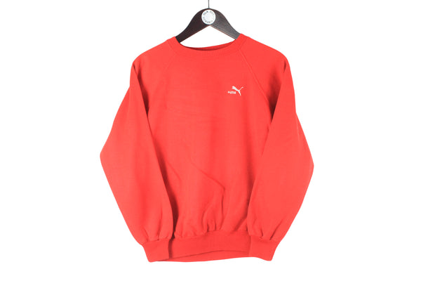 Vintage Puma Sweatshirt Women’s Small red small logo 80s retro crewneck jumper long sleeve sport style