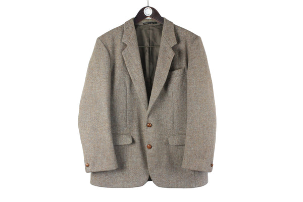 Vintage Harris Tweed Blazer Small gray 90s UK wool retro heavy jacket classic college university gray 80s rare wool 