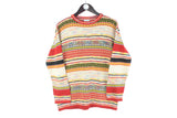 Vintage United Colors of Benetton Sweater Women’s Small striped pattern 90s retro winter pullover jumper