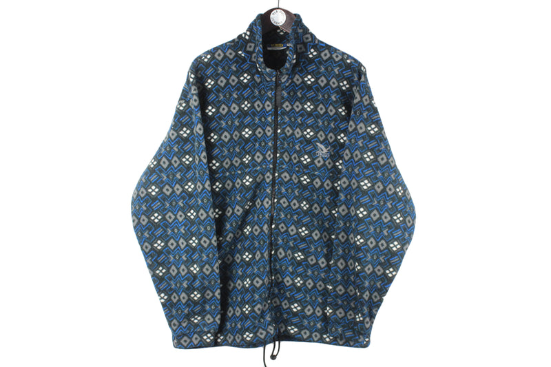 Vintage Salewa Fleece Full Zip XLarge abstract pattern 90s retro ski sweater outdoor warm winter cozy jumper