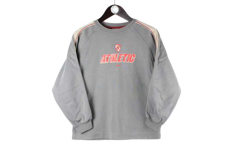 Vintage Nike Sweatshirt Kids gray 90s crewneck sport style jumper authentic big logo pullover