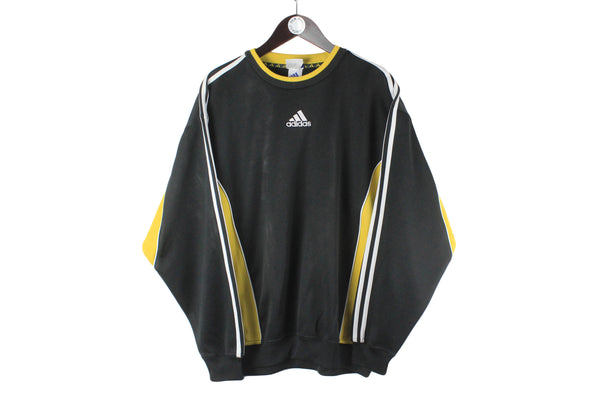 Vintage Adidas Sweatshirt Large black small logo crewneck sport jumper 90s 