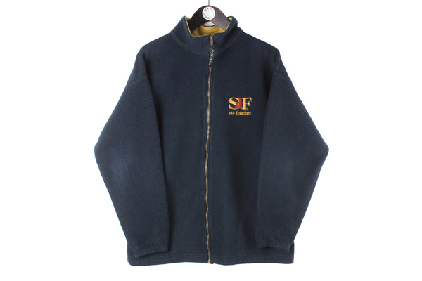 Vintage San Francisco Fleece Full Zip Small navy blue 90s retro small logo sport style USA jumper sweater