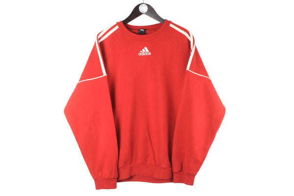 Vintage Adidas Sweatshirt Large red small logo 90s retro crewneck sport jumper red