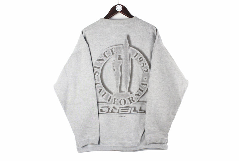 Vintage O’Neill Sweatshirt Medium gray 90s retro crewneck big logo jumper sport style pullover
