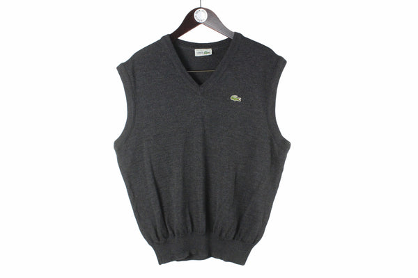 Vintage Lacoste Vest Large sleeveless 90s retro v-neck pullover sweater sport made in France tennis casual style jumper