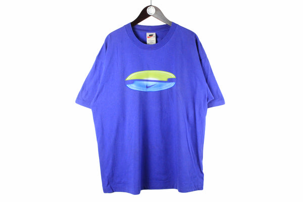Vintage Nike T-Shirt XLarge blue 90s retro style big logo sport oversized swoosh t-shirt