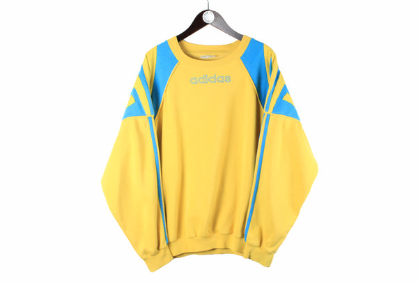 Vintage Adidas Sport Suit XLarge blue yellow 90s retro style big logo crewneck sweatshirt and sweatpants track style sport pants tracksuit 90s Sweden Ukraine team