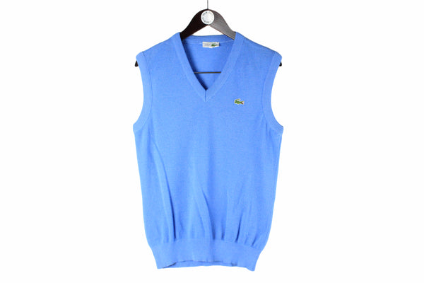 Vintage Lacoste Vest Medium blue small logo v-neck made in France pullover sweater sleeveless