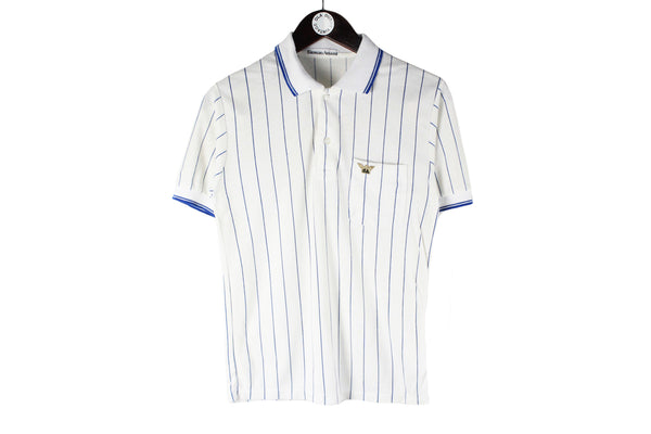 Vintage Giorgio Armani Polo T-Shirt Small striped pattern authentic 80s 90s retro sport style cotton shirt