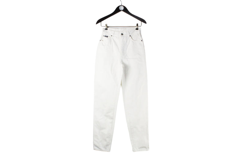 Vintage Escada by Margaretha Ley Jeans Women's white denim pants trousers 90s retro style luxury casual pants