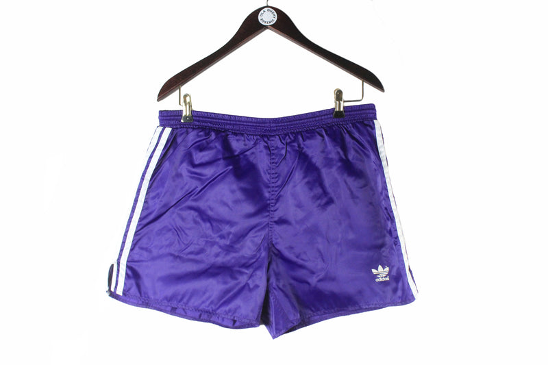 Vintage Adidas Shorts Large purple classic 3 stripes 90s running summer shorts