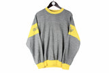 Vintage Adidas Sport Suit Medium gray yellow 90s retro crewneck sport style sweatshirt and sweatpants track suit pants