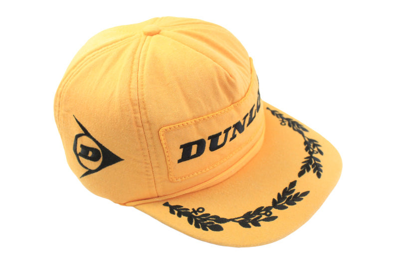 Vintage Dunlop Cap yellow big logo 90s retro tires Formula 1 hat F1 team 