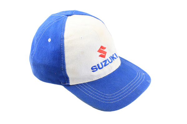 Vintage Suzuki Cap white blue 90s retro big logo sport style hat