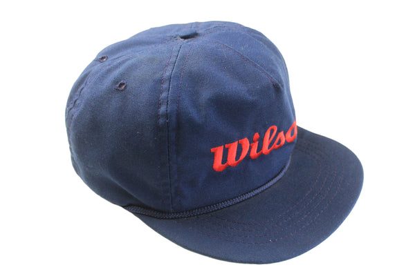 Vintage Wilson Cap tennis 90s retro sport style big logo hat navy blue