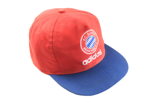 Vintage Adidas Bayern Munchen Cap Kids red blue 90s retro sport style football hat FC Munich