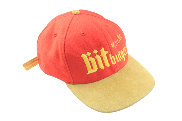Vintage Bitburger Cap red yellow 90s retro racing style sport hat Formula 1 team