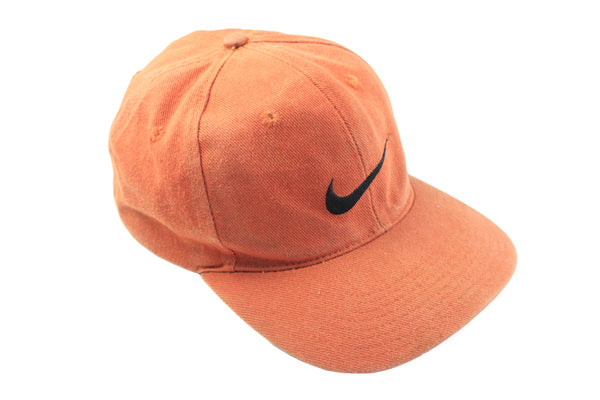 Vintage Nike Cap orange big logo swoosh 90s retro hat sport style