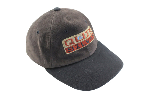 Vintage Quiksilver Cap brown big logo 90s retro sport style surfing hat