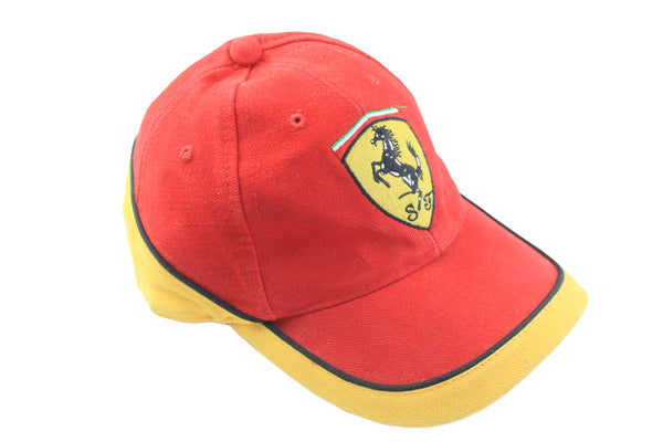 Vintage Ferrari Cap red yellow 90s retro sport style racing Michael Schumacher hat F1 team