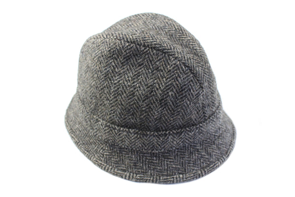 Vintage Harris Tweed Hat wool bucket style fedora 90s authentic UK classic college hat