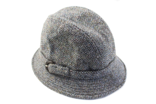 Vintage Harris Tweed Bucket Hat fedora wool gray 90s retro college luxury classic official style