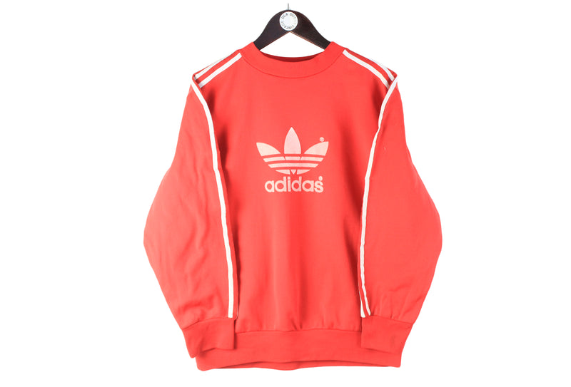 Vintage Adidas Sweatshirt Small red big logo 80s 90s retro sport style crewneck jumper