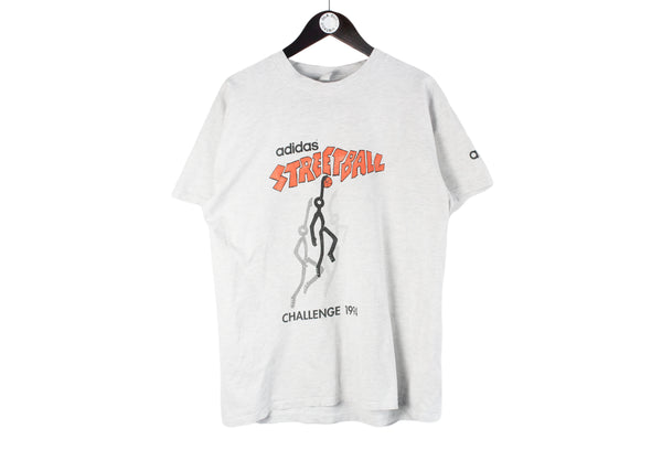 Vintage Adidas Streetball T-Shirt Medium gray big logo 1994 Challenge 90s retro basketball shirt oversized 