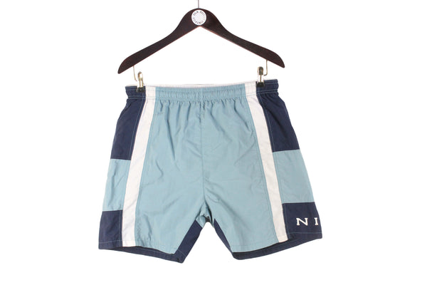 Vintage Nike Shorts Medium blue 90s retro big logo authentic sport style swimming shorts