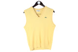 Vintage Lacoste Vest Small yellow v-neck sport style sleeveless jumper pullover retro sweater