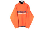 Vintage Nautica Fleece 1/4 Zip Large orange 90s retro sport style winter heavy sweater pullover ski jumper