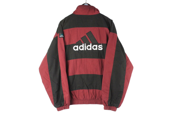 Vintage Adidas Equipment Track Jacket XLarge big logo black red 90s retro rare classic windbreaker sport style