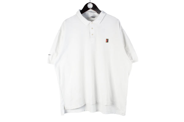 Vintage Nike Polo T-Shirt XLarge white oversized tennis court sport style cotton shirt 90s