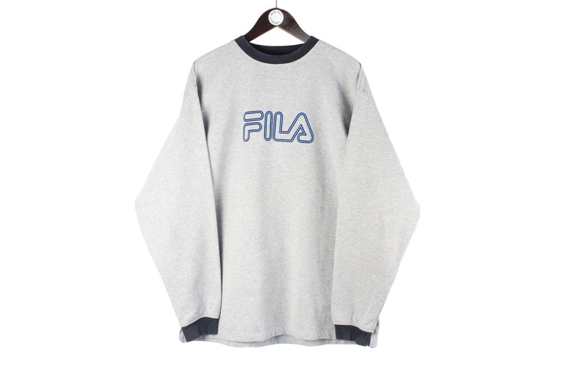 Vintage Fila Sweatshirt XXLarge gray big logo crewneck 90s retro sport style jumper Italian brand
