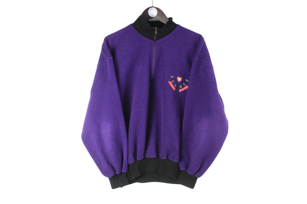 Vintage Bogner Fleece Half Zip Small purple 90s retro sport style ski sweater heavy jumper 