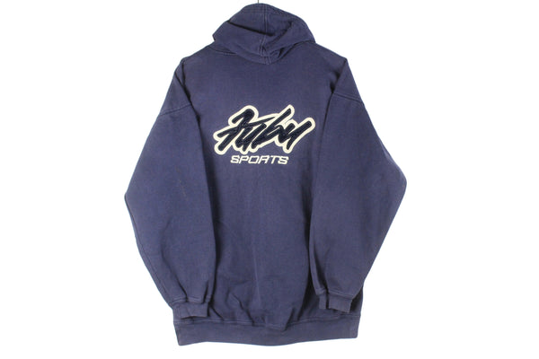 Vintage Fubu Hoodie Medium navy blue hip hop embroidery logo oversized jumper