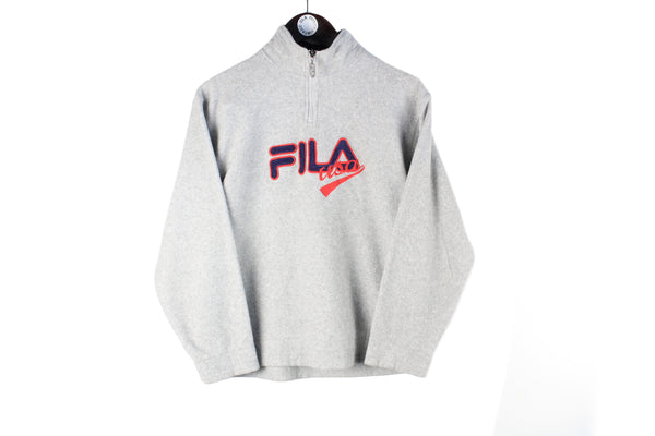 Vintage Fila Fleece Women’s Medium / Large gray USA big logo 90s retro classic ski style sweater pullover