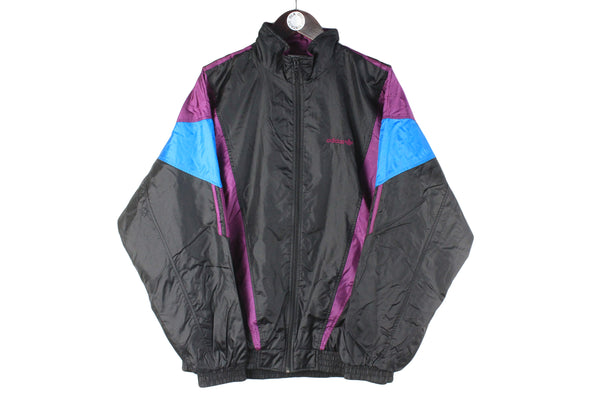 Vintage Adidas Track Jacket Large black purple 90s retro sport style windbreaker 