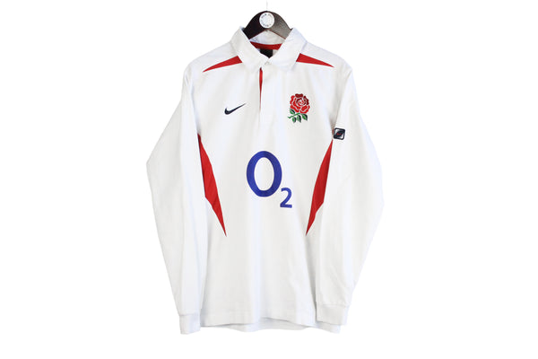 Vintage England Rugby Team Nike Long Sleeve Rugby Shirt Large