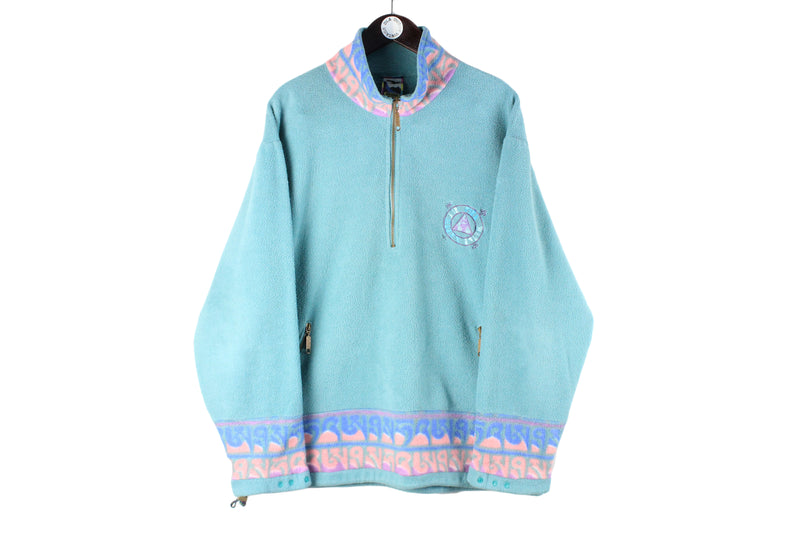 Vintage Salewa Fleece Half Zip XLarge blue 90s retro outdoor sweater sport style jumper