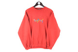 Vintage NAF NAF Sweatshirt Small red big logo rainbow multicolor 90s retro crewneck USA brand sport style jumper